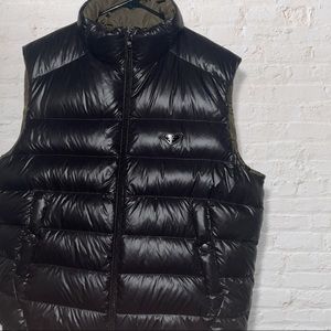 Prada Puffer Vest Reversible Black And Olive Green